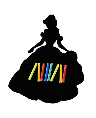 Princess Shaped Black Board with Colored Chalk & Duster