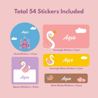 Personalized Name Labels Combo - Princess Sparkle - Pack of 54 (PREPAID ORDER)