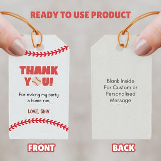 Personalized Thank You Tags for Return Gifts – Baseball (18 Pcs) (PREPAID ONLY)