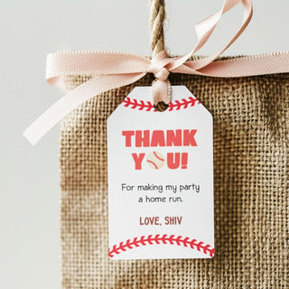 Personalized Thank You Tags for Return Gifts – Baseball (18 Pcs) (PREPAID ONLY)
