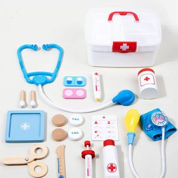 Wooden Doctor Playset with Storage Box for Kids