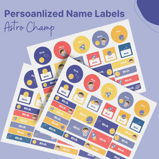 Personalized Name Labels Combo - Astro Champ - Pack of 54 (PREPAID ORDER)