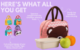 Children’s Cartoon Animal Insulated Lunch Box Bag 1pc