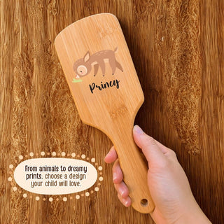 Personalized Wooden Hair Brush for Kids - Deer (PREPAID ONLY)