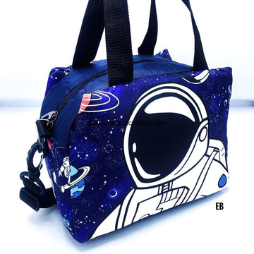 Premium Quality Baby Animals Printed Large Capacity Mesh Padded Lunch Bag: Spacious, Stylish, and Versatile with Adjustable Strap (Space)