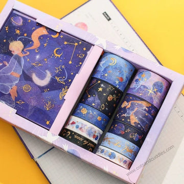 Galactic Delights: Space-themed Sticker Sheets and Masking Tapes