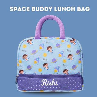 Cots and Cuddles Cute Space Buddy Theme Printed Canvas Lunch Bag for Kids