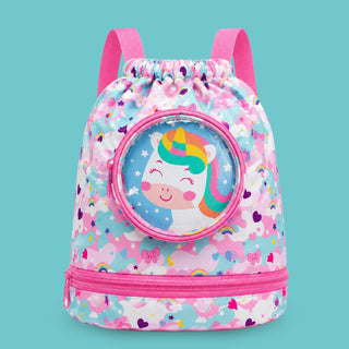 Cute Cartoon Themed Kids Swimming Bag with Shoe Pocket (UNICORN)