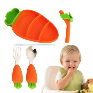 Carrot Theme Silicone Dinner Plate Set for Kids