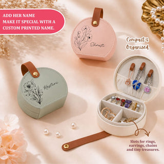 Personalised Jewellery Box - Black Flower - Round (PREPAID ONLY)