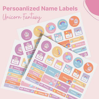 Personalized Name Labels Combo - Unicorn Fantasy - Pack of 54 (PREPAID ORDER)