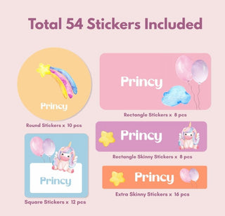 Personalized Name Labels Combo - Unicorn Fantasy - Pack of 54 (PREPAID ORDER)