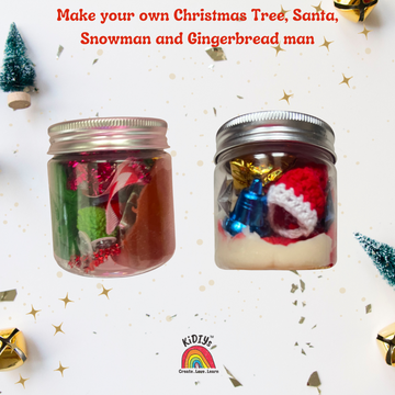 Set of 2 Playdough Jar - Christmas themed - Make your own santa., snowman, gingerbread mana dn xmas tree- organic, taste safe and handmade peppermint playdough jars