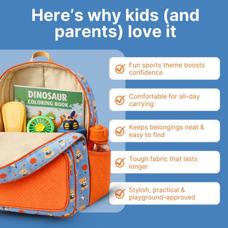 Cots and Cuddles Cute Sporty Bear Theme Printed Canvas Backpack for Kids