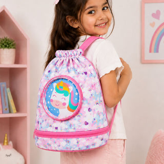 Cute Cartoon Themed Kids Swimming Bag with Shoe Pocket (UNICORN)