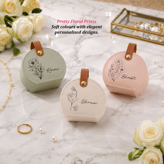 Personalised Jewellery Box - Black Flower - Round (PREPAID ONLY)