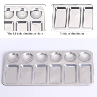 12 Wells Rectangle Metal Colour Palette for Paint Mixing