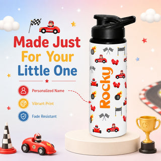 Personalized Water Bottle for Kids - Racing Car (PREPAID ONLY)