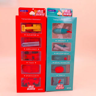 Transportation Vehicle Design Eraser Pack of 5 (Random Design)