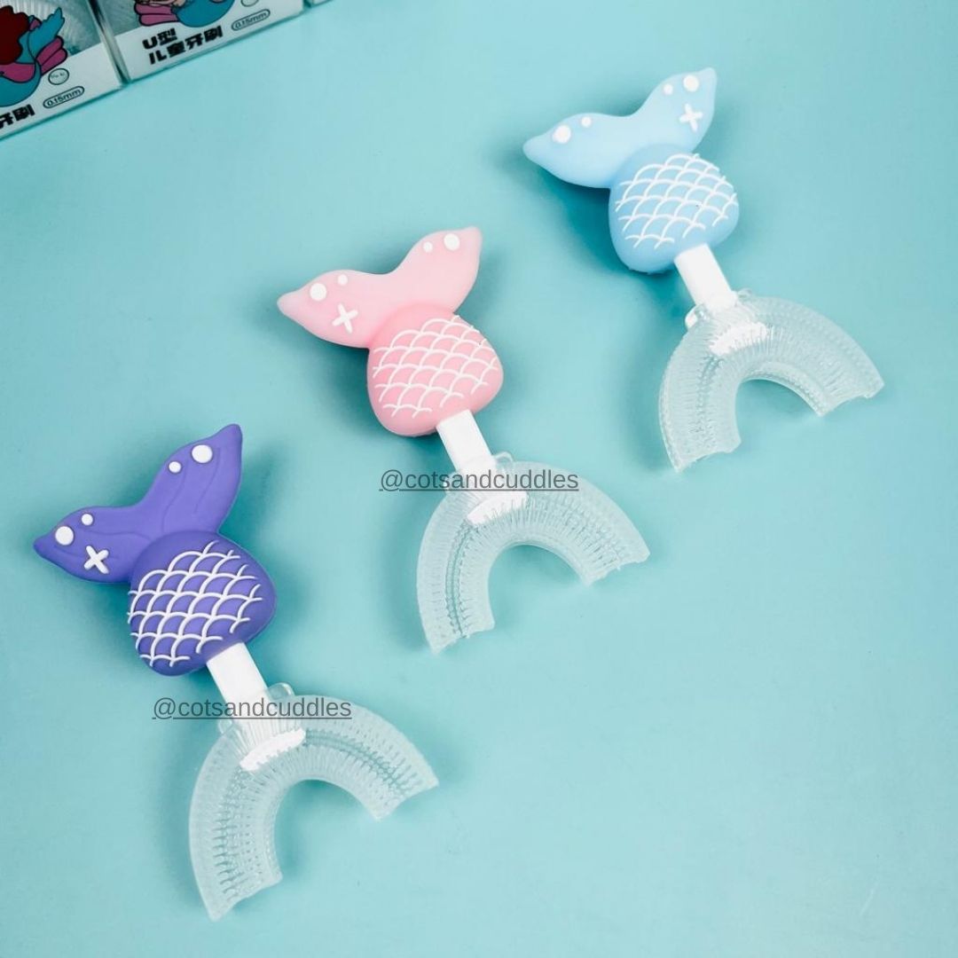 Mermaid: Safe & Fun 3D Mermaid U-Shaped Silicone Toothbrush for Infants