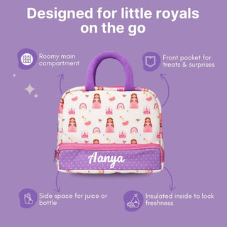 Cots and Cuddles Cute Pretty Princess Theme Printed Canvas Lunch Bag for Kids