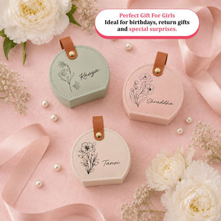 Personalised Jewellery Box - Black Flower - Round (PREPAID ONLY)