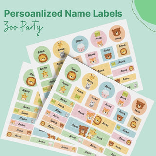 Personalized Name Labels Combo - Zoo Party - Pack of 54 (PREPAID ORDER)