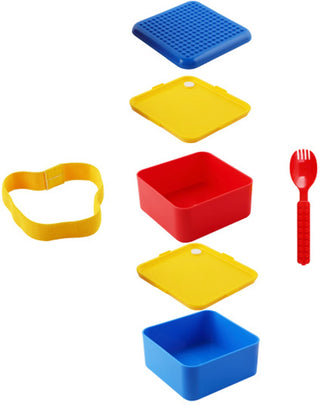 LEGO Brick Double Layer Lunch Box for Kids – Bento Style with Elastic Strap