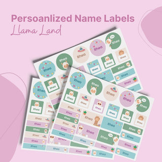 Personalized Name Labels Combo - Lama Land - Pack of 54 (PREPAID ORDER)