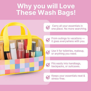 Pack Of 2 | Multipurpose Clear Storage Bag with Check Pattern & Handle – Combo Pack