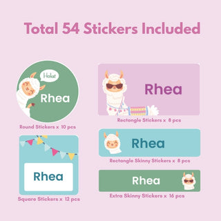 Personalized Name Labels Combo - Lama Land - Pack of 54 (PREPAID ORDER)