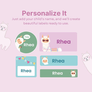 Personalized Name Labels Combo - Lama Land - Pack of 54 (PREPAID ORDER)