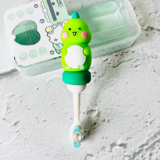 Cute 3D Cute Dino Shape Microfiber Soft Bristles Toothbrush with Travel Case for Kids Age 2+ (Pack of 1)
