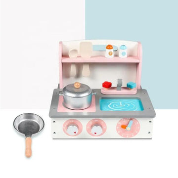 Mini Wooden Folding Kitchen Stove and Play Cookware Set: Encouraging Imaginative Cooking Adventures for Toddlers