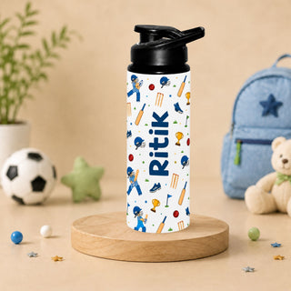 Personalized Water Bottle for Kids - Cricket Player (PREPAID ONLY)