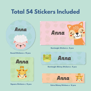 Personalized Name Labels Combo - Zoo Party - Pack of 54 (PREPAID ORDER)
