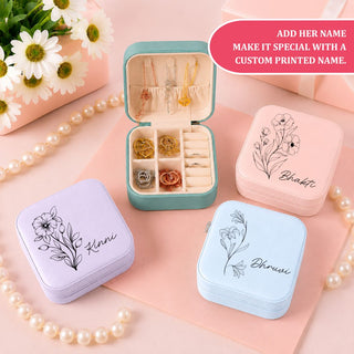 Personalised Jewellery Box - Black Flower - Square (PREPAID ONLY)