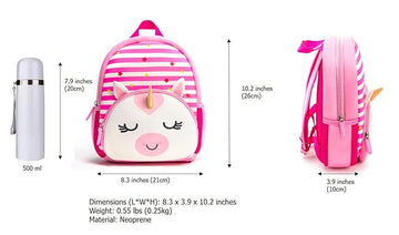 Cute Baby Unicorn Soft Plush Backpack  with Front Pocket for Kids (Pink)