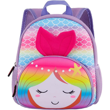 Cute Cartoon Mermaid Soft Plush Backpack with Front Pocket for Kids