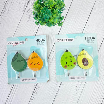 Fruit Shape Design Wall Sticky Hooks (Pack Of 2 Random Color)