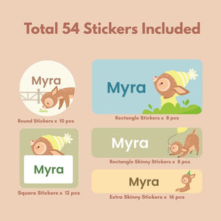 Personalized Name Labels Combo - Deer Tales - Pack of 54 (PREPAID ORDER)