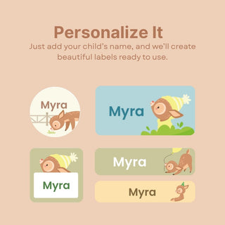 Personalized Name Labels Combo - Deer Tales - Pack of 54 (PREPAID ORDER)