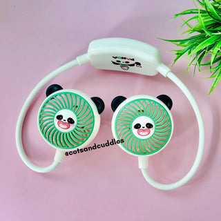 Panda Design 360 Degree Rotatable Hand-Free Neck Fan for Kids