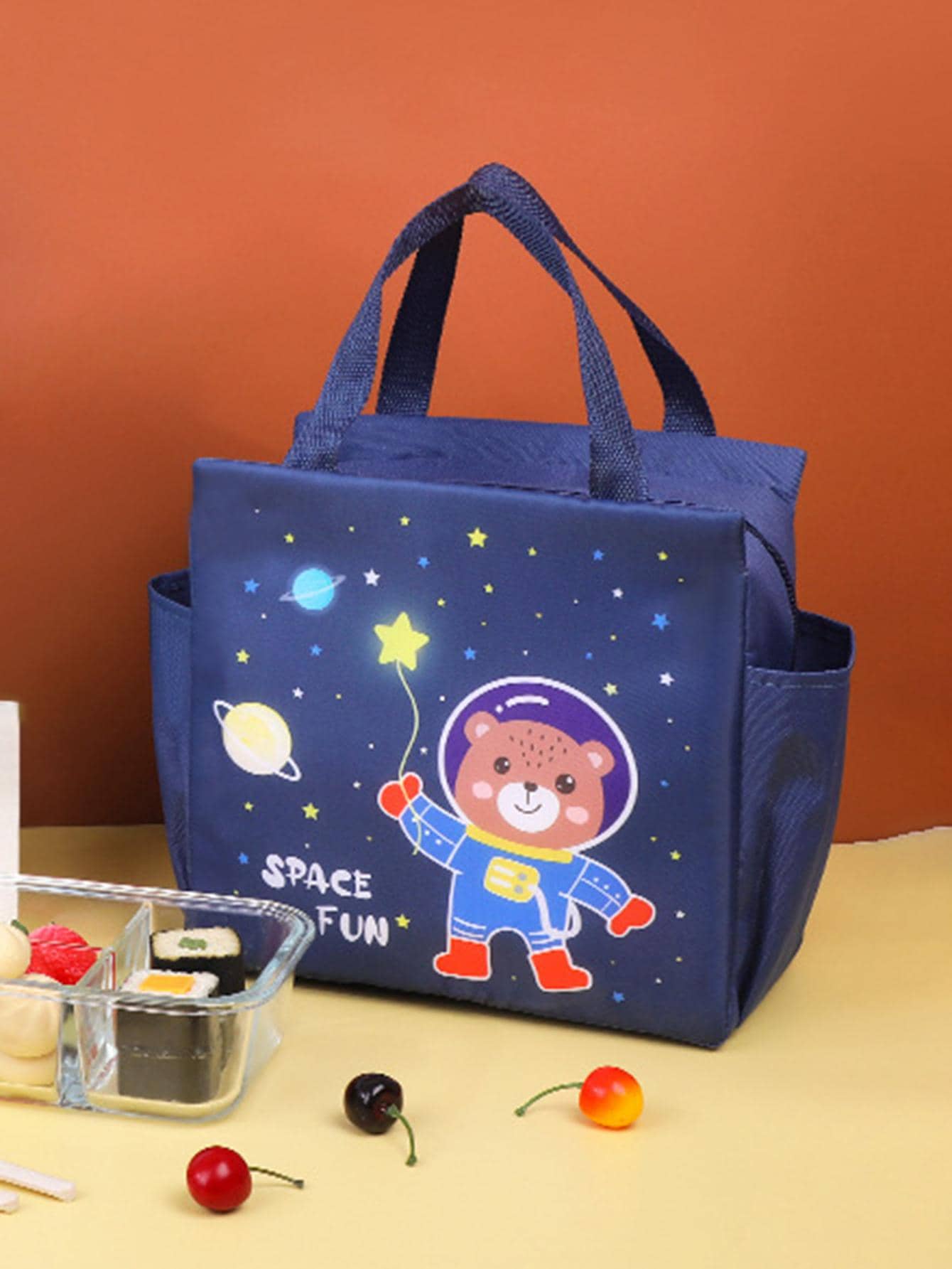 Space Bear Printed Large Capacity Thermal Insulated Lunch Bag