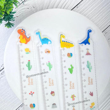 Dino & Fast Food 18cm Transparent Ruler: Fun and Functional