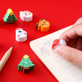 8-Piece Christmas Themed Eraser In Square Jar