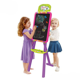 2-in-1 Standing Art Easel Board for Kids – Double Sided Whiteboard & Blackboard