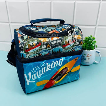 Versatile and Stylish: Fully Padded Double Decker Multipurpose Lunch Bag with Adjustable Strap (Kayaking)