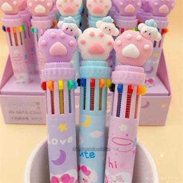 Adorable Paw Print Design Multicolor Pen: Leave Your Mark with Whimsical Style