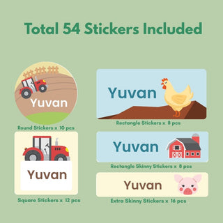 Personalized Name Labels Combo - Farm - Pack of 54 (PREPAID ORDER)